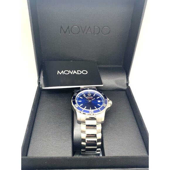 Movado Men's Watch 2600137 Series 800 Swiss Quartz Blue Dial Silver Steel 40mm - Picture 3 of 15